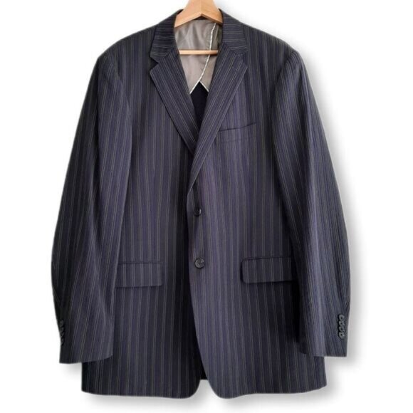PAUL BETENLY Biella Italy Blazer Jacket Pin-Stripe Navy Men's Sz 44 L - Picture 1 of 16